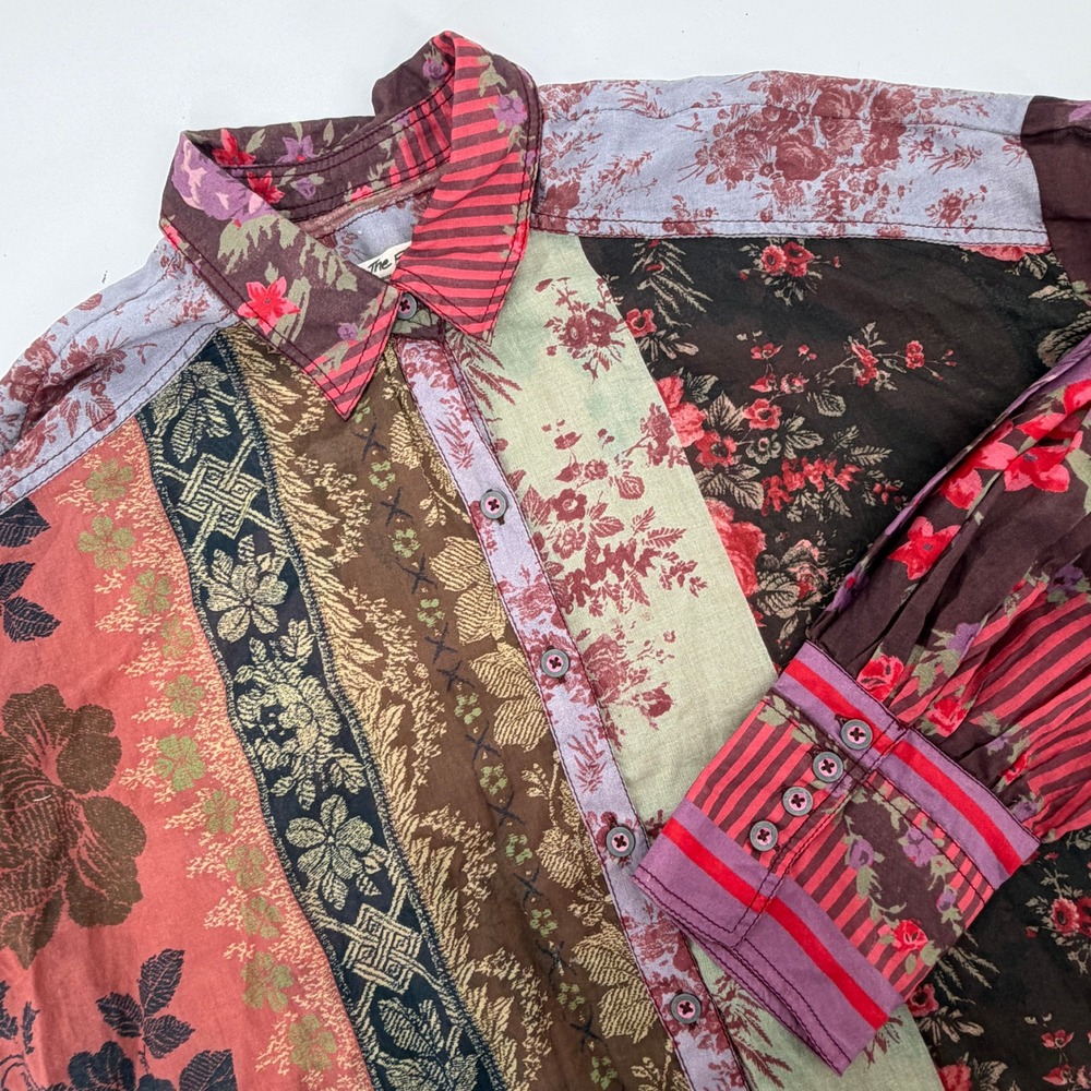 We The Free Free People Patchwork Floral Button Down Shirt Medium OB1796047